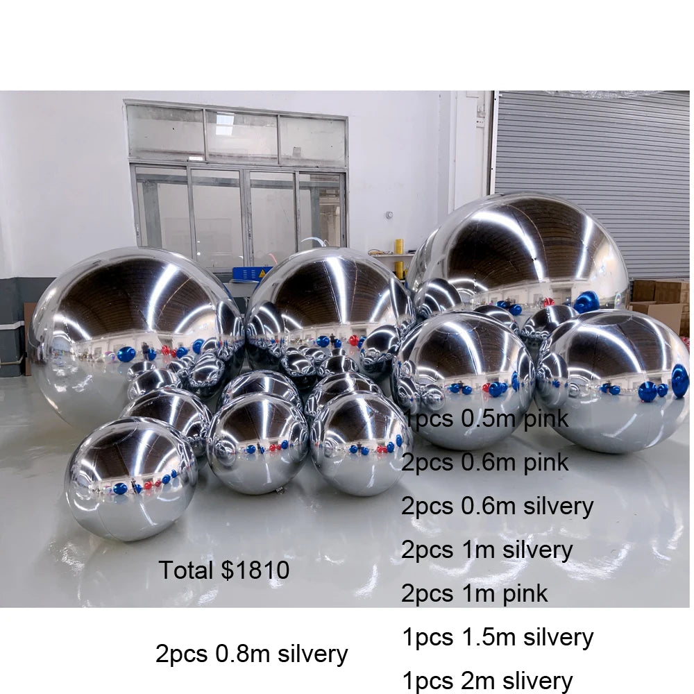 With 2 Pumps 1 Pack Silvery Pink Inflatable Mirror Ball Balloon Free Shipping Giant Mirror Sphere