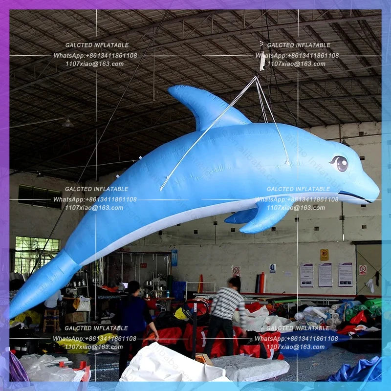 Inflatable Dolphin Party Games Giant Inflatable Dolphin 13Ft Digital Print Blue  Inflatable for Decoration Toys