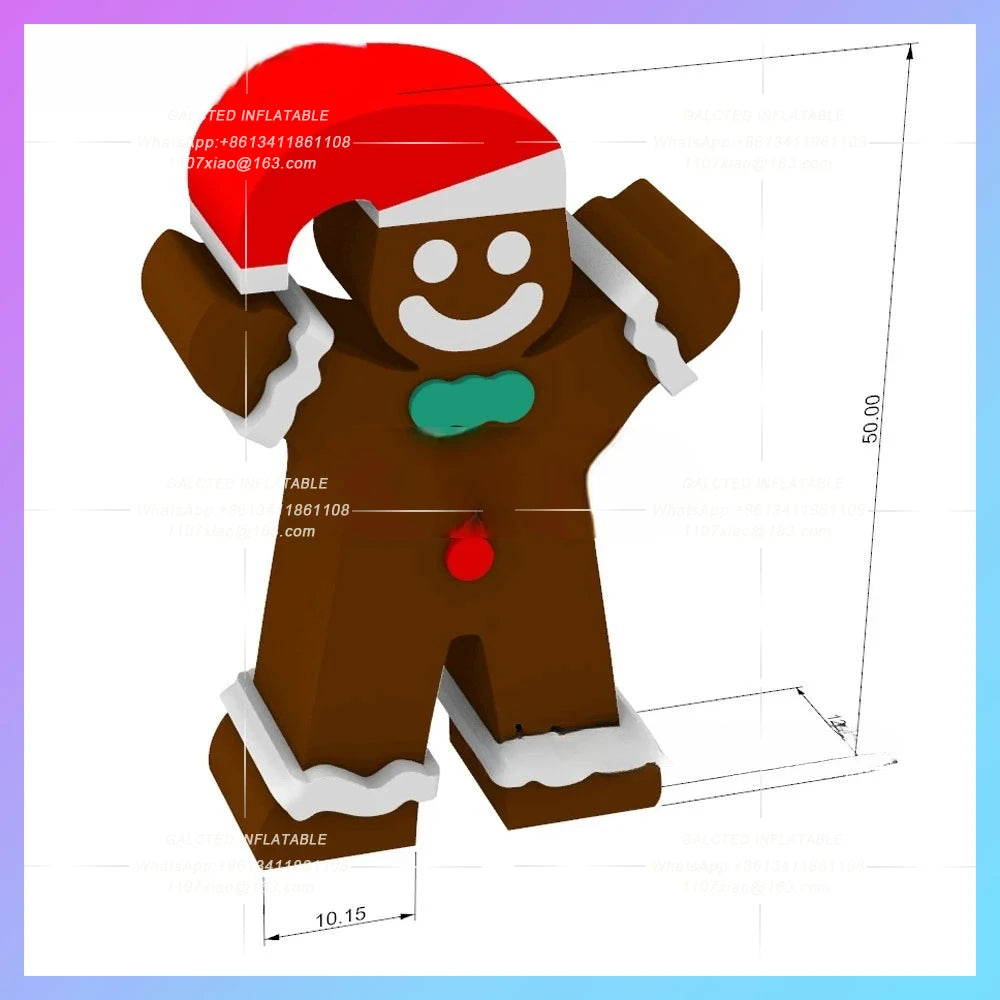 Inflatable Gingerbread Man Brown Giant Christmas Mascot Lovely Holiday Event Cartoon Doll For Outdoor Decorations
