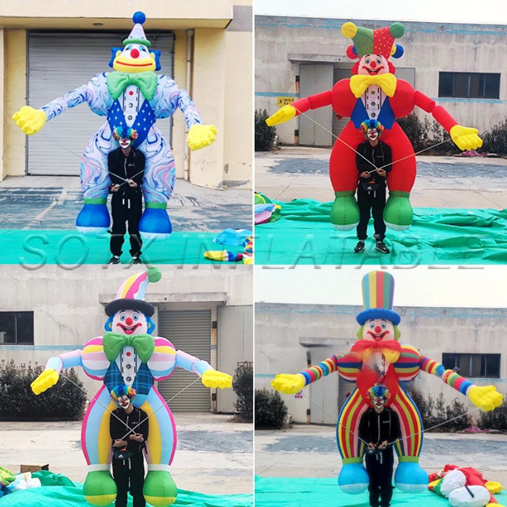 Carnival Parade 3.5m Large Inflatable Clown Costume Adults Walking Joker Cartoon Puppet Circus Props Performance Costume For