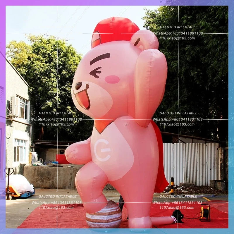 Inflatable Cartoon Pink Bear Model Personalized 5M(16.4Ft)for Party Inflatable Bear Advertising Display-Toy
