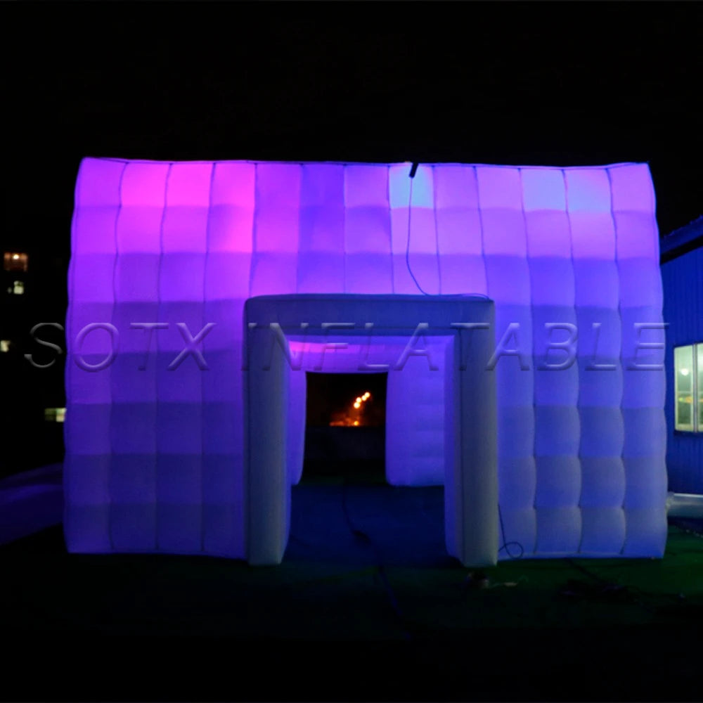 For Outdoor Events Magic Illuminated Wedding White Inflatable Cube Tent With Led Lighting Mobile Inflatable Night Club Room