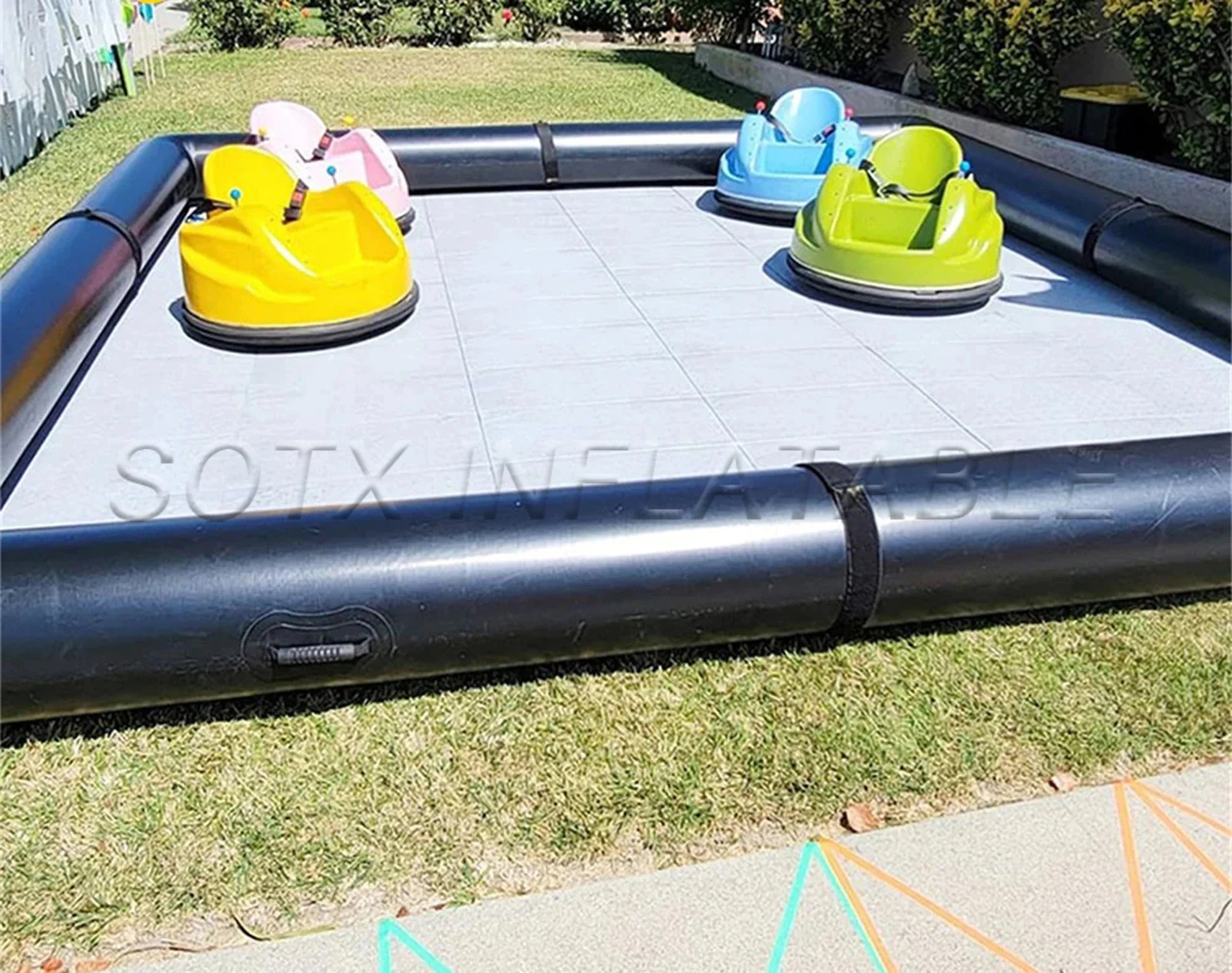 For Fun (Not Included Bumper Cars) Outdoor Soft Play Bumper Car Flooring Inflatable Race Track Inflatable Go Kart Race Tracks