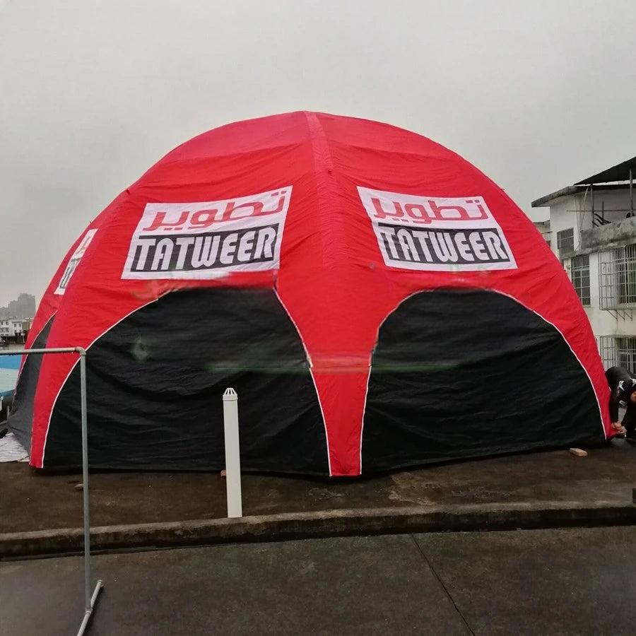 Curtain for Advertising Custom 10m Diameter with 8 Legs Fully covered Red Inflatable Spider Tent with Black Door