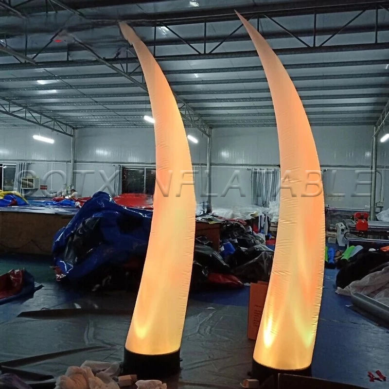 Party Events Show Decor 2m/2.5m/3m Led Inflatable Cone Model Inflatable Pillar Inflatable Tusk Decoration for Wedding