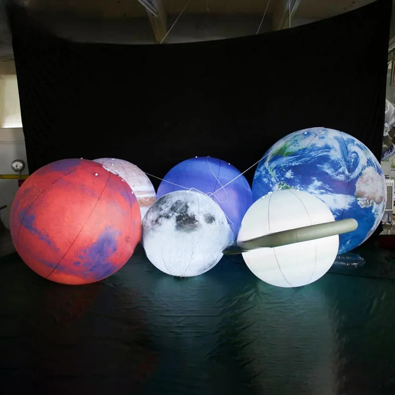 Solar System Sealed Inflatable Moon Balloon For Event Show Inflatable Decoration Airtight Pvc Air-blown Planet With Lights Toys