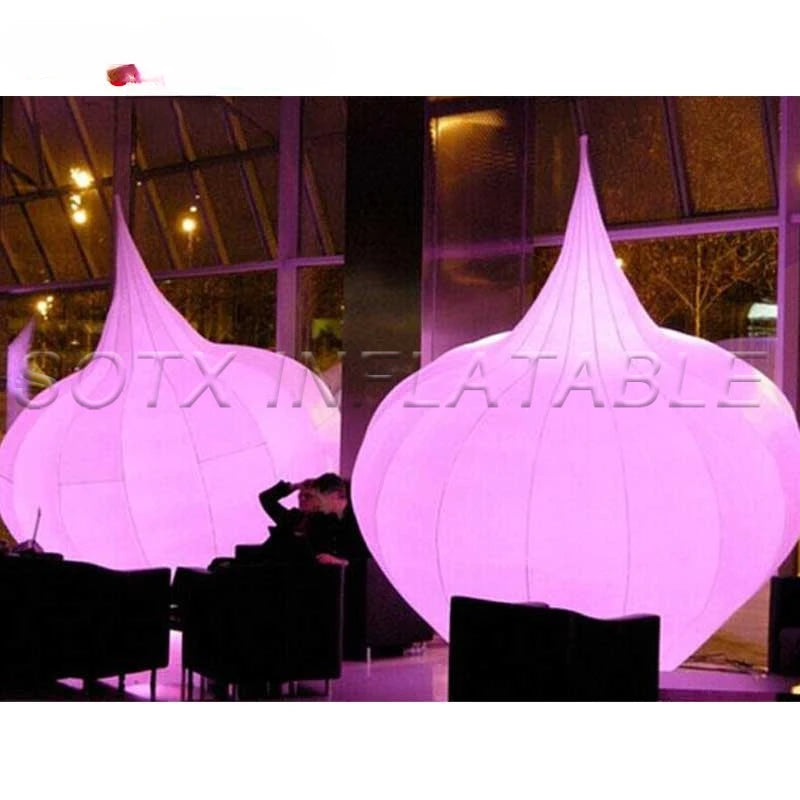 Festive Party Decoration 2m Outdoor Giant Inflatable Onion Shaped with LED Changing Lights for Advertising Promotion Event