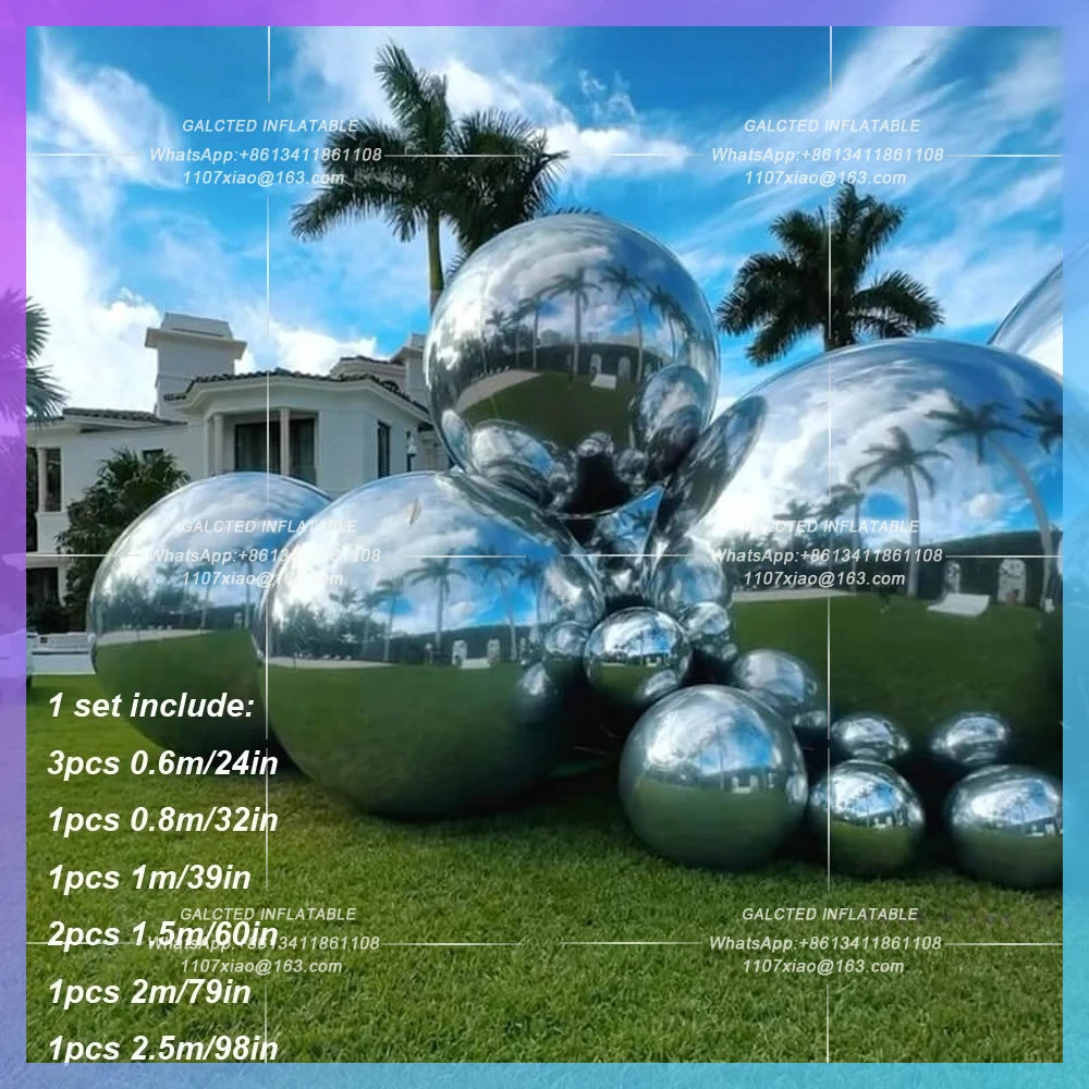 Hanging Disco Mirror Sphere Gold1 Set Silver Inflatable Mirror Ball Giant  Iridescent Reuseable Metallic Balloons For Decoration