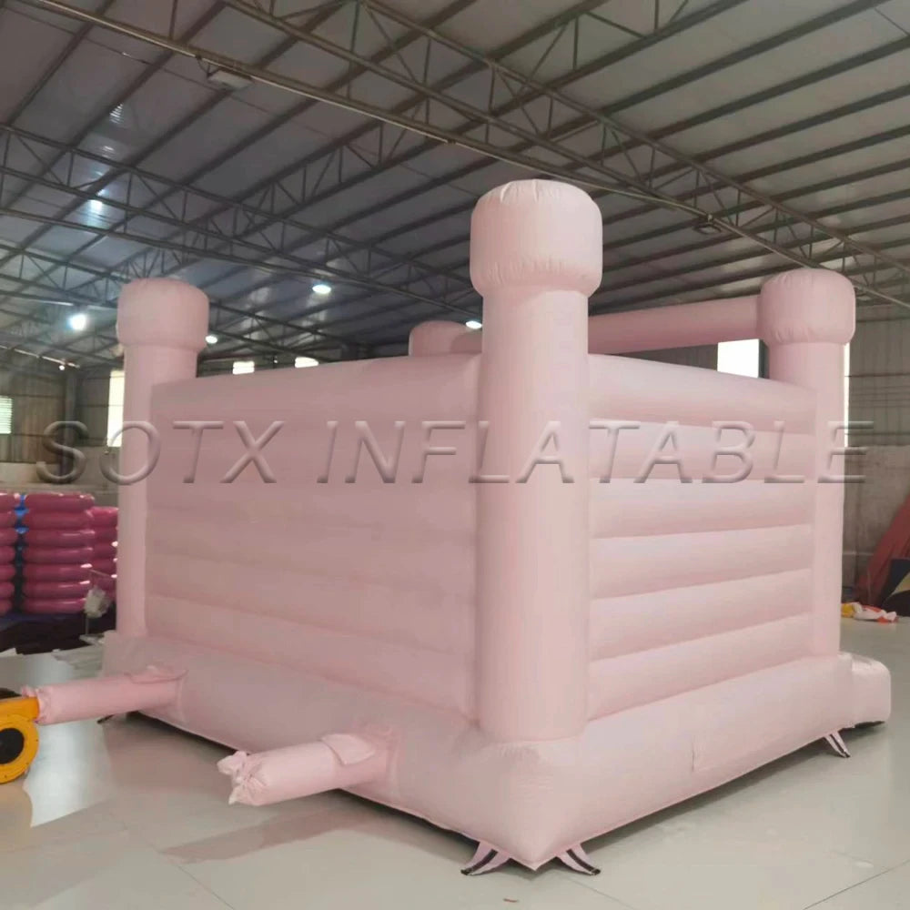 For Birthday Party Light Pink Bounce House Commercial PVC Inflatable White Wedding Bouncy Castle /Jumper/Bouncer With Air Blower