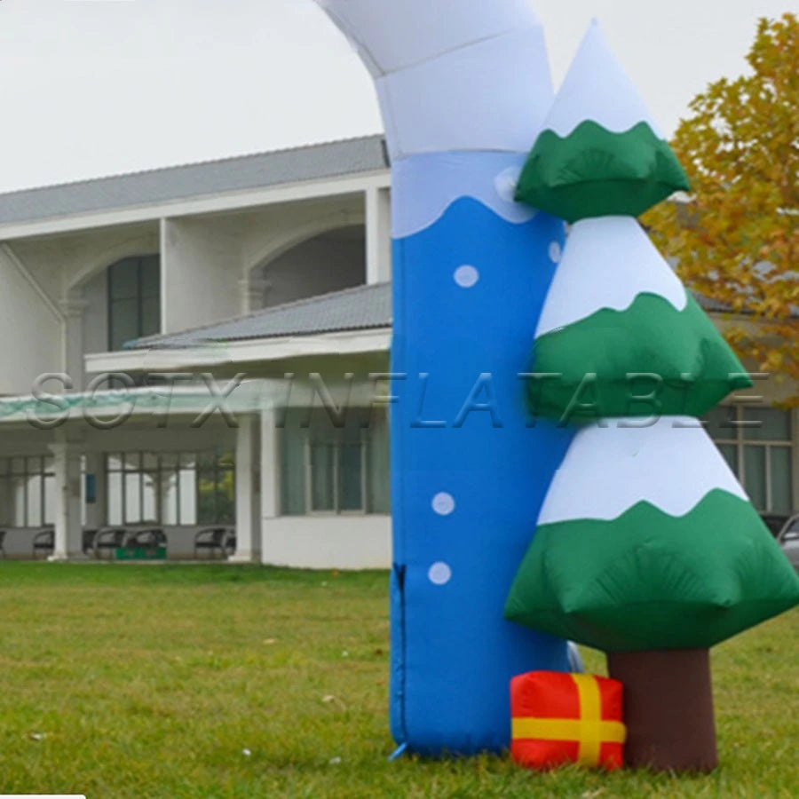 And Home Decoration New Arrival Oxford Fabric Christmas Inflatable Arch Santa Claus And Snowman Hand Gift Archway For Commercial