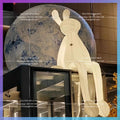 White Rabbit Moon Model Inflatable cartoon sitting on a Space Planet mid-autumn Festival bar stage concert lighting props