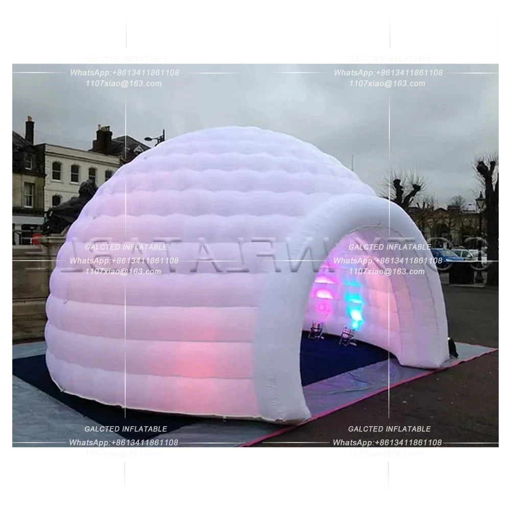 Outdoor Half Dome Inflatable Igloo Tent with LED Lights and Blower Oxford Material White Party Event Shelter for Events Weddings