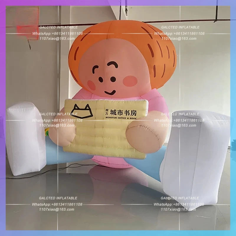Library City Landmark World Inflatable cartoon reading villain Readers Air Model Book Day cultural atmosphere lighting