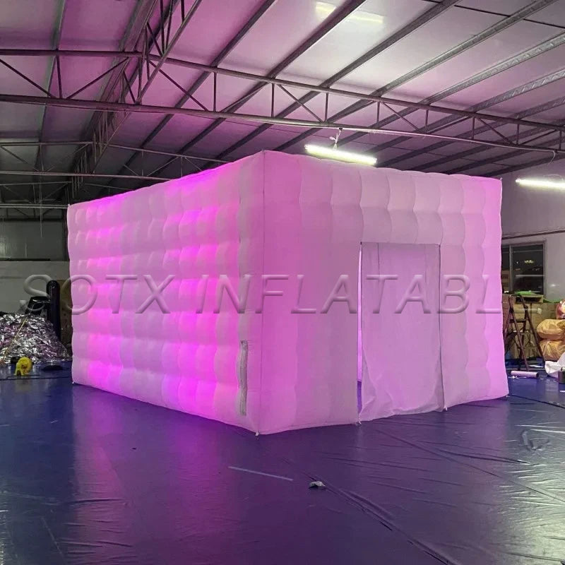 Exhibition Show 8m LED giant Inflatable Marquee Inflatable Air Cube Tent House with Blower Lighting Tent for Party Event