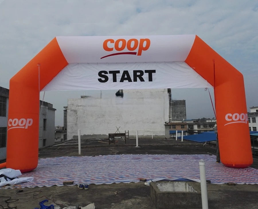 banner for Advertising Custom-made orange gantry structure beautiful event inflatables arch with removable FINISH and START