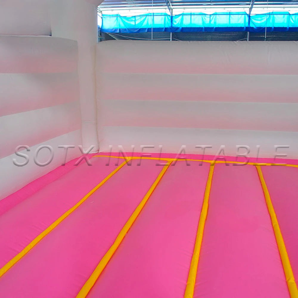 House For Kids Play PVC 4*4m Pink Princess Inflatable Bouncy Castle Moonwalks Jumping Bouncer Wedding White Bounce