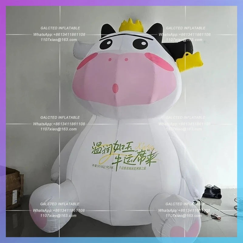 inflatable cow giant customize oxford Mall advertising decoration white waterproof material cartoon animal cattle