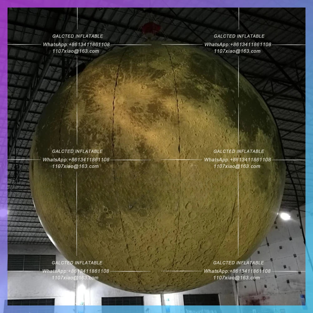 inflatable moon balloon,Grey giant park yard illumination hanging/grounding inflatable moon planet ball for festival decoration