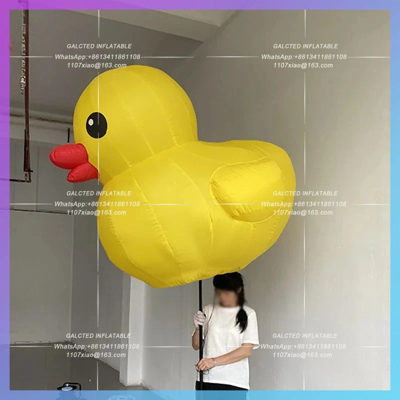 yellow duck wearing a hat Inflatable cartoon cute hand puppet air model little dinosaur custom IP parade interactive
