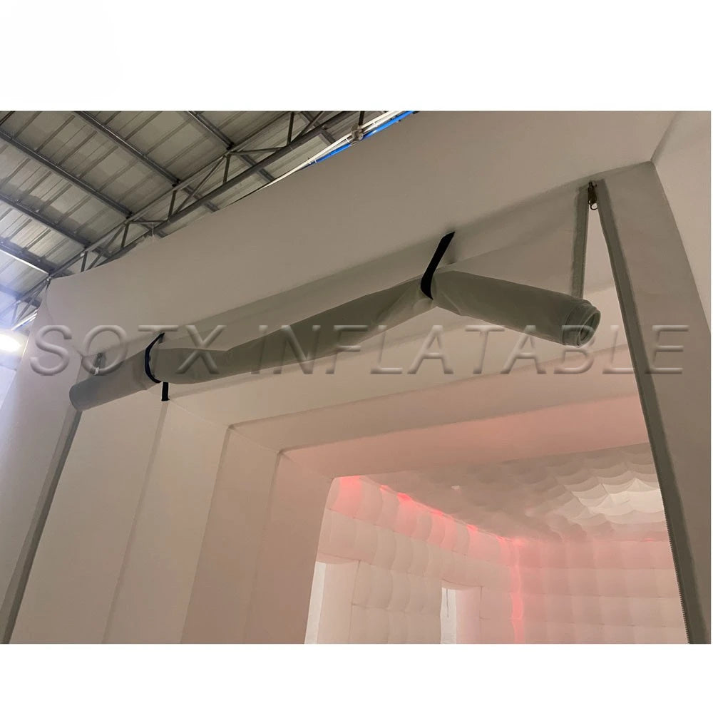 Nightclub Giant Outdoor Portable House Rushed White Black Air Inflatable Cube Tent With Led Lights And Windows For Wedding Party