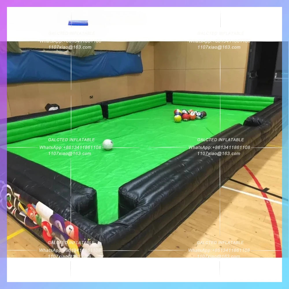 Inflatable Snooker Football Pool Table Interactive Game Large Footpool  With 16 Balls Black Inflatable Billard For Soccer Event