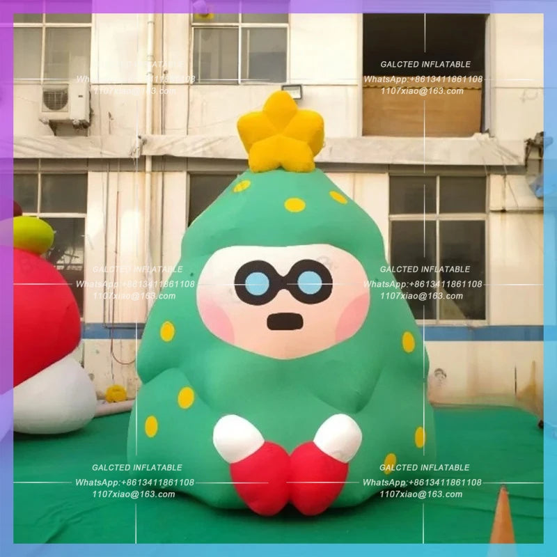 new year decoration music party prop White led light cartoon christmas tree green cartoon man