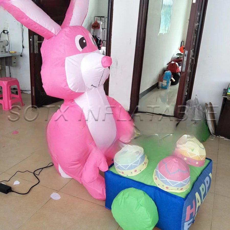 Event Made In China 2022 Cute Inflatable Easter Cartoon Decorations, Easter Bunny Push Easter Eggs For Outdoor Festival Party