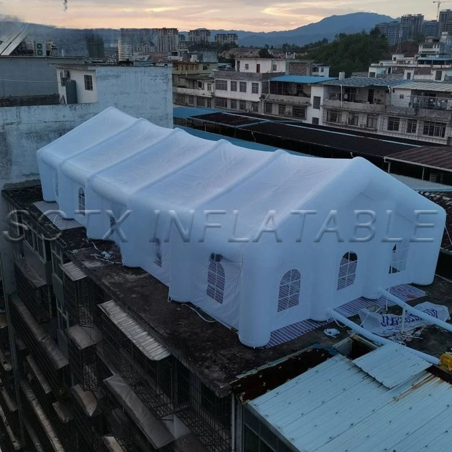 Party Pool Wedding 20mLx9mWx5mH Inflatable Wedding Marquee Tent with Colorful LED Lighting for