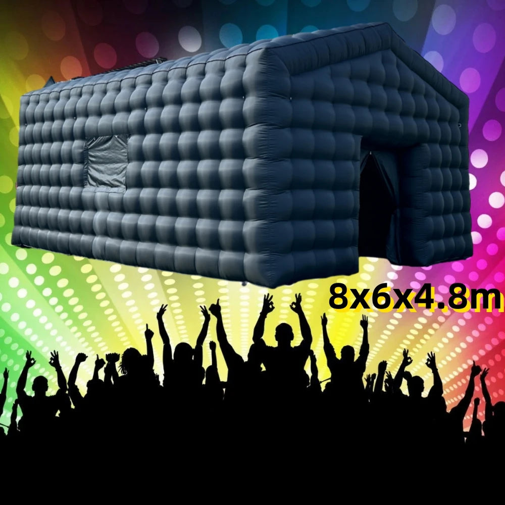 Movable Disco Castle 8m Black Party Inflatable Nightclub Tent Giant Inflatable Cube Booth Disco Nightclub Tent Outdoor