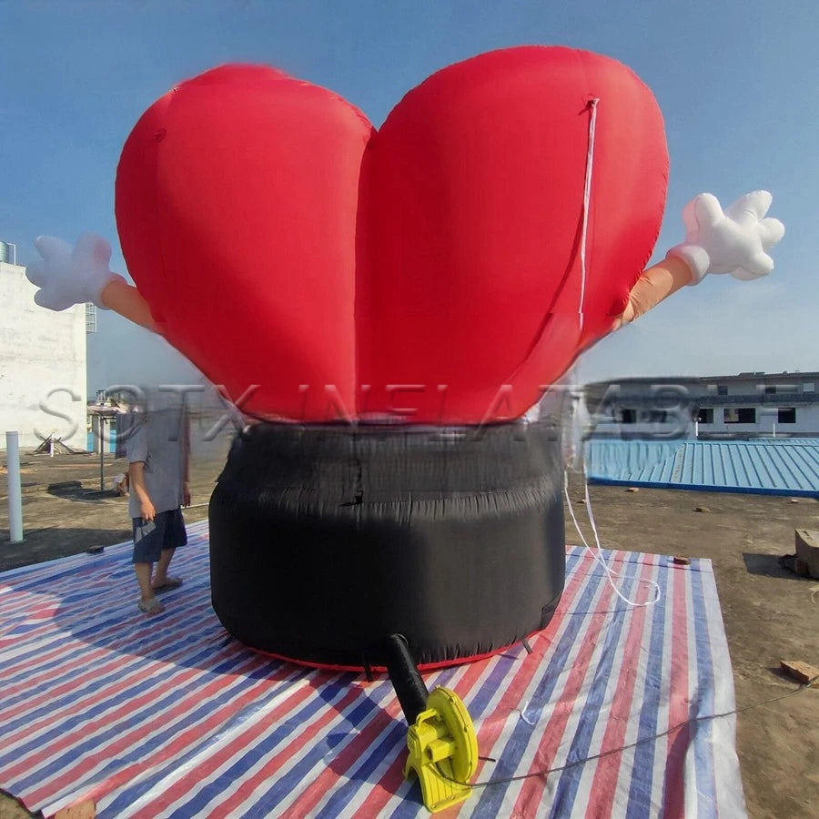 Event Decoration Inflatable Heart Shape Model Balloons with Free Air Blower for Valentine's Day