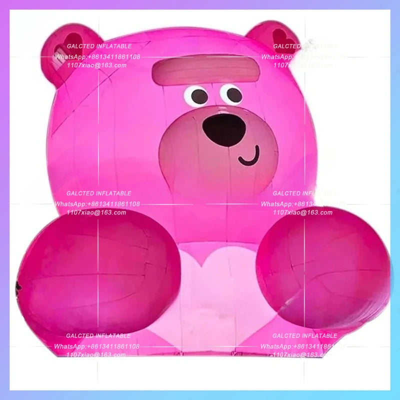 climbing the wall outside the facade Inflatable cute Pink Bear model of the mall wall scenic market romantic lighting props