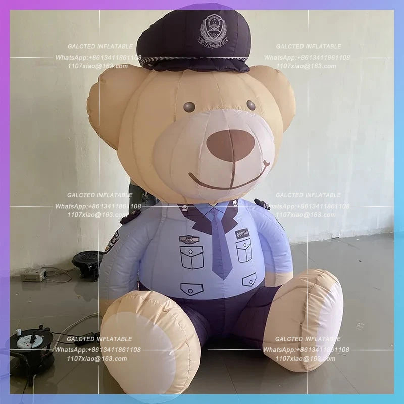 exhibition anti-fraud publicity punch Inflatable cartoon police bear model card drainage photo custom lighting atmosphere props