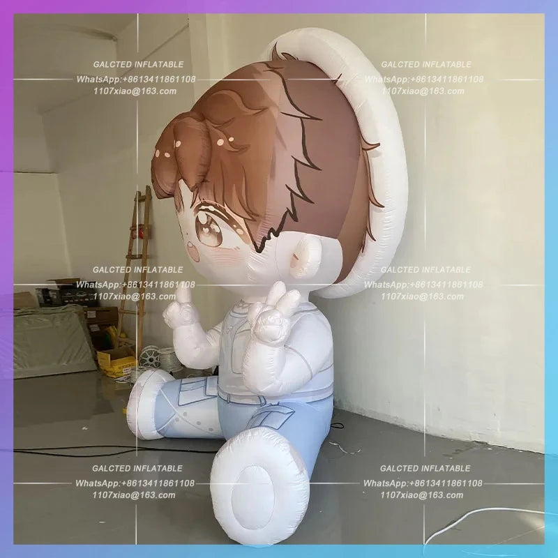 on the ground puppet model Inflatable cartoon wearing a hat shirt and jeans sit custom logo star support concert props