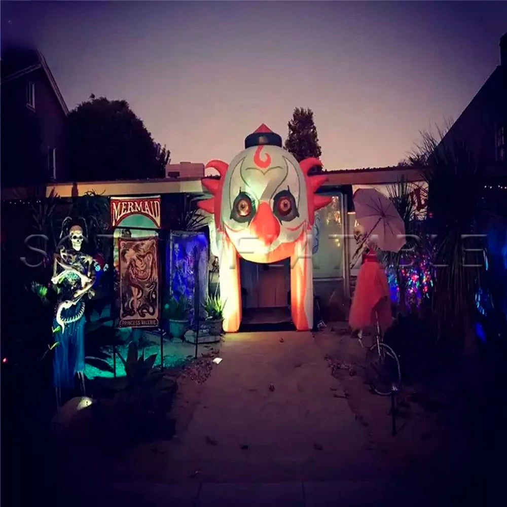 For AdvertisingHalloween Festival Devil Inflatable Clown Archway Decoration Scary Tunnel Arch For Advertising