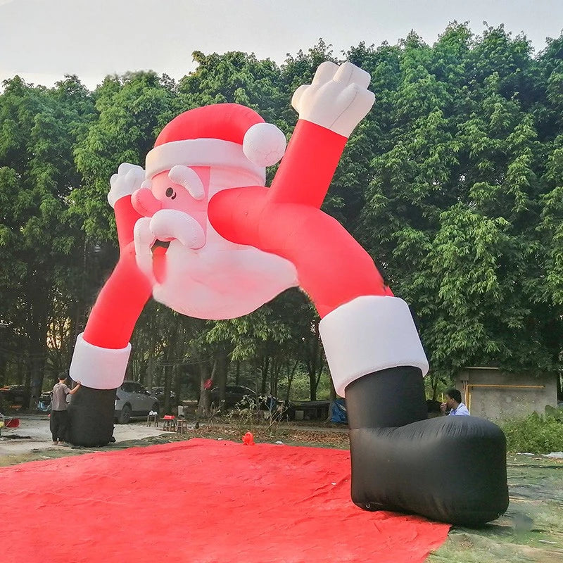 Christmas Outdoor Inflatable Decorations Large 8-12 Meters Wide Inflatable Santa Claus Arch Christmas Cartoon