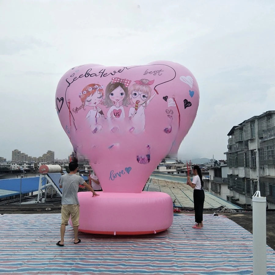 Party Decoration Inflatable Heart Shaped Model with Base for Valentine's Day Advertising