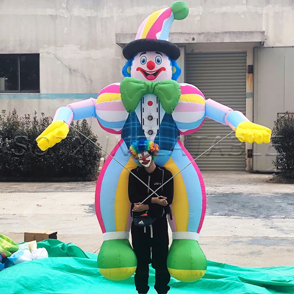 Carnival Parade 3.5m Large Inflatable Clown Costume Adults Walking Joker Cartoon Puppet Circus Props Performance Costume For