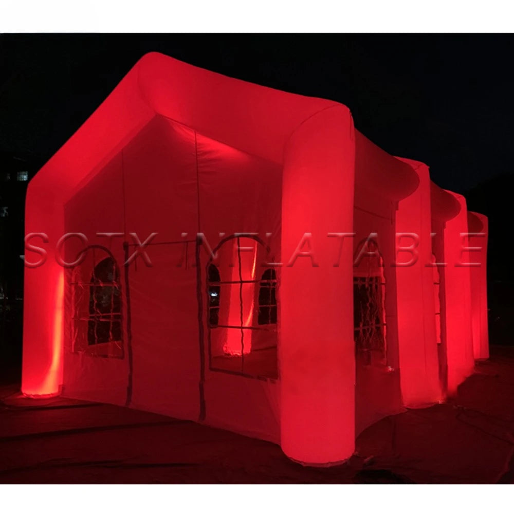 LED Light Strip Customized Large White Inflatable Wedding Tent Blow Up Party Center Event Station Tunnel Marquee With 1Free Logo