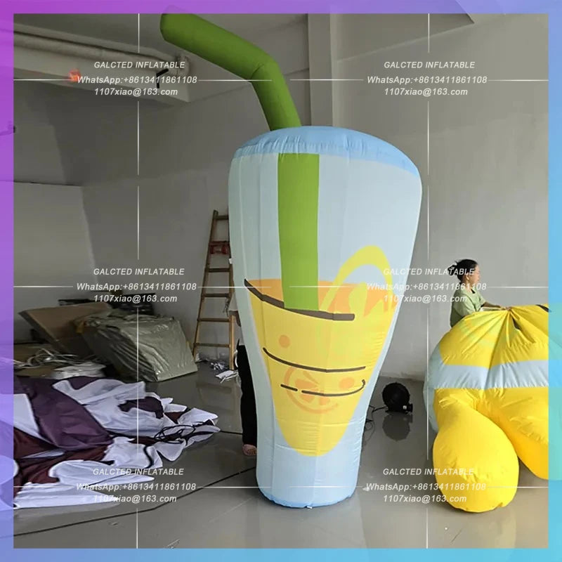 Lemonade Bottle Cup model Inflatable Cartoon  Cool Summer Soda Festival Bazaar Beach Concert Mall Holiday Lighting Decoration