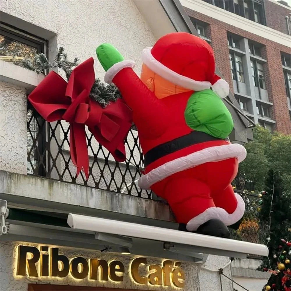 Inflatable Climbing Santa Claus Blow 3m 5m Giant  Up Father Christmas Cartoon Character for Outdoor Building Decoration
