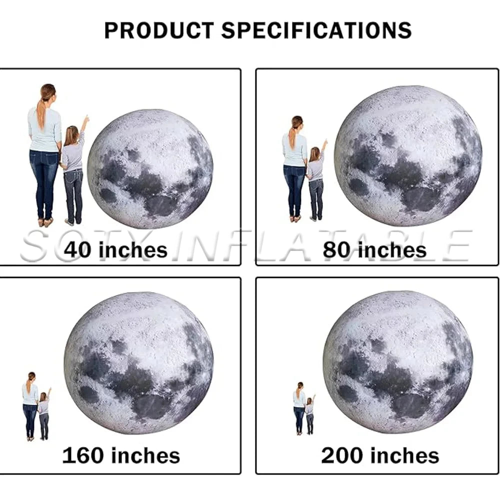 For Festival Decoration Blow Up Giant Inflatable Moon With Built in LED Lights Airtight PVC Planet Balloon Earth Balloo