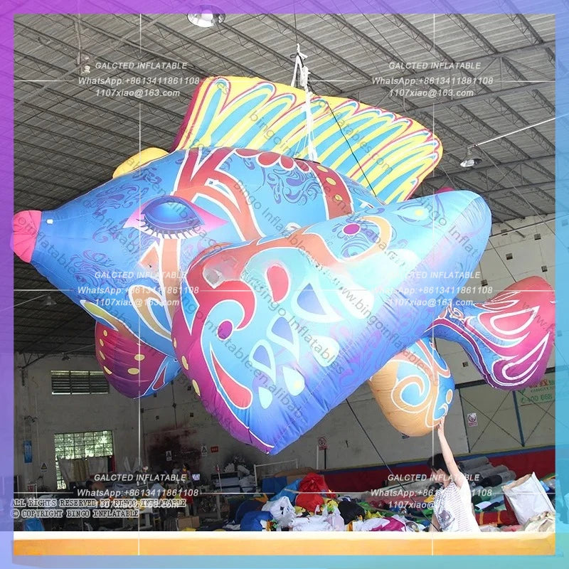Inflatable Hanging Nemo Dolly Fish Balloon 3M / 10ft Inflatable Fish Model Flying Fish  with Blower for Ocean Theme Decoration
