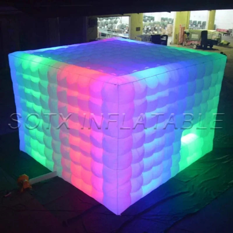 Exhibition Show 8m LED giant Inflatable Marquee Inflatable Air Cube Tent House with Blower Lighting Tent for Party Event