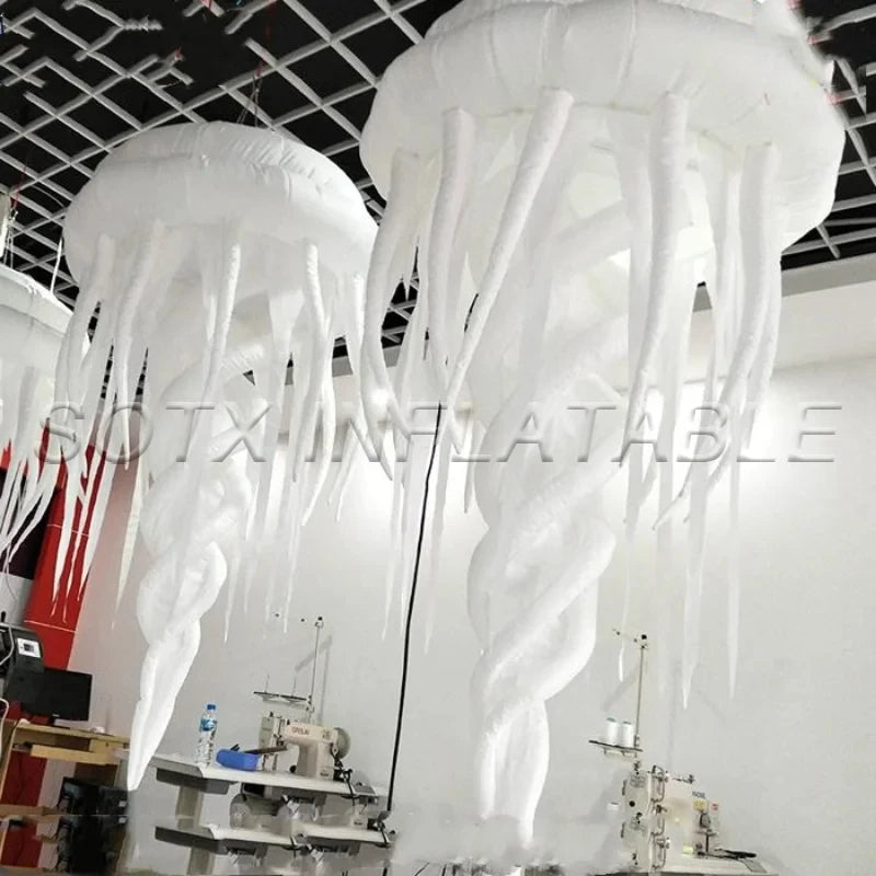 Event Bar Ceiling Decor Giant Inflatable Hanging Jellyfish Decoration Glowing in Dark LED Inflatable Jellyfish for Party