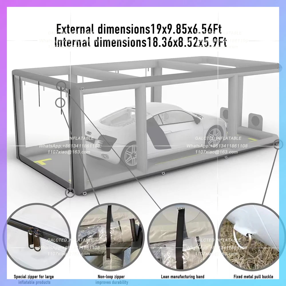 Inflatable Paint Booth Car Airtight Inflatable Car Garage Tent Cover Carport Garage Pvc Waterproof Show Capsule Shelter For Show