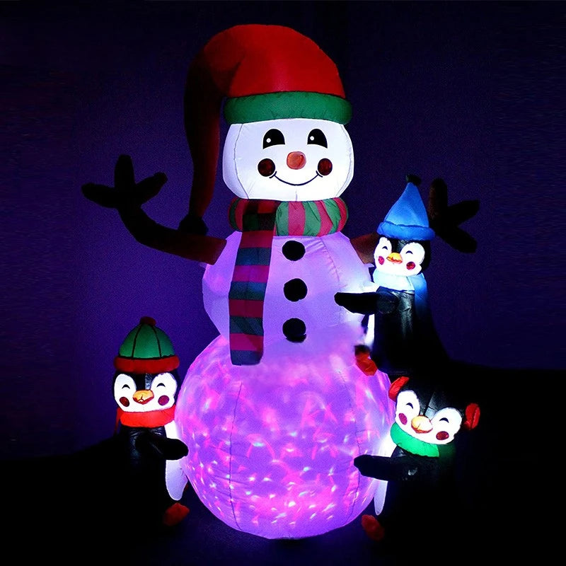 3m 10ft Inflatable Customized Christmas Snowman With Little Penguin For Xmas Art Craft Decoration Toys