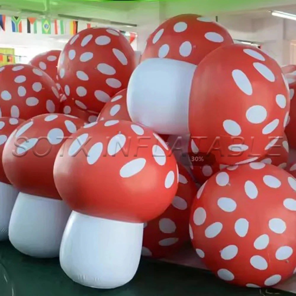Garden Decoration 2024 New Pvc Airtight Inflatable Mushroom With Led Lights Giant Mushroom Model Sealed Plant Air Balloon For