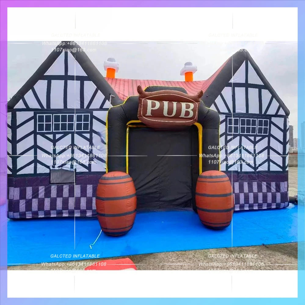 Inflatable PUB Tent traditional english local Portable Oxford 6x5x5m inflatable bar full printing inflatable irish pub for party