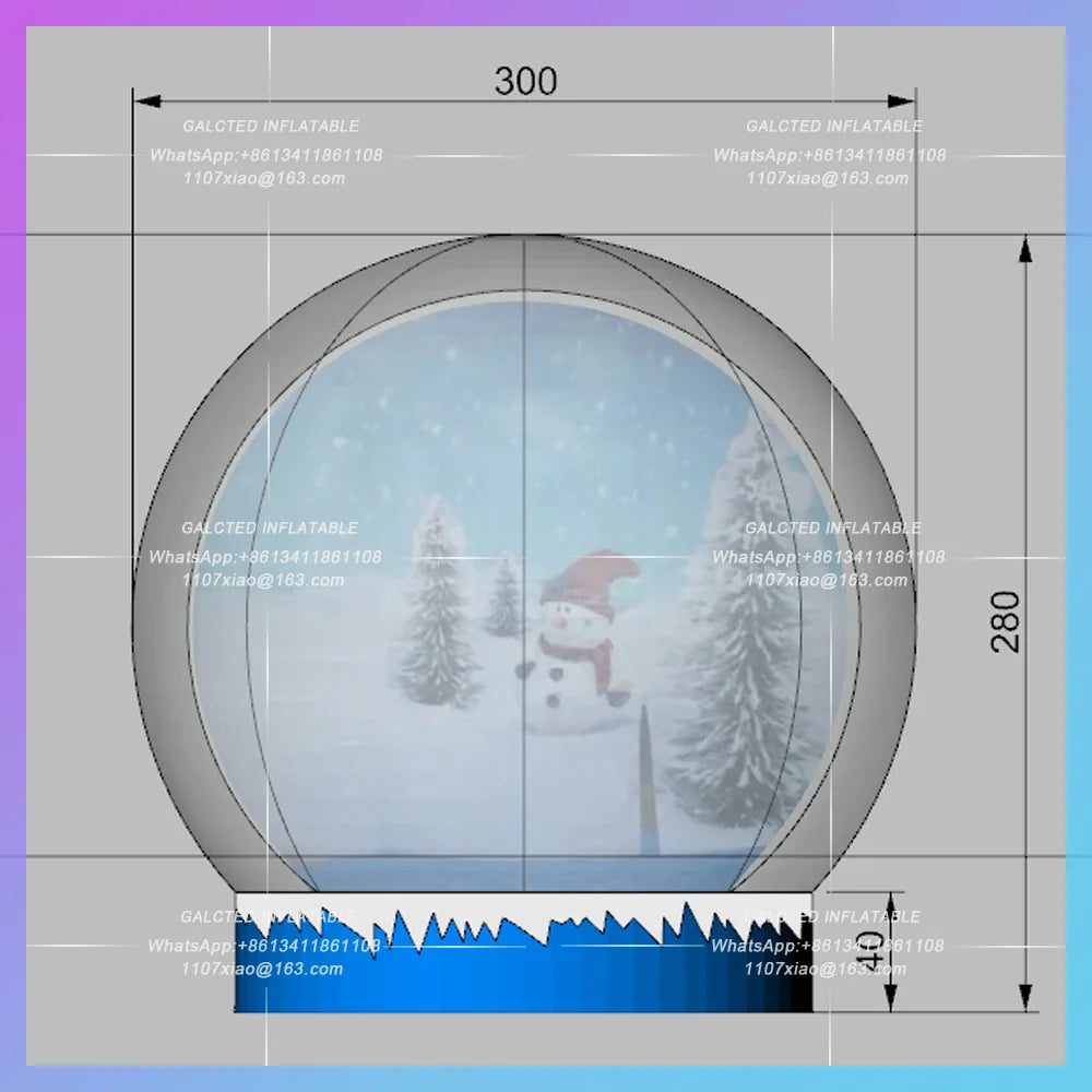 Photo Booth Tent Life Size 3m Giant Inflatable Snow Globe Outdoor Blow Up Inflatable Snow Ball Balloon For Christmas Decoration