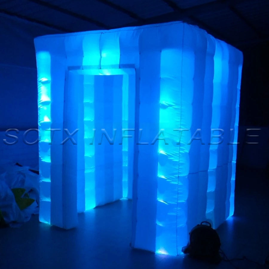 for Party Event Inflatable Bright Led Cube Inflatable Booth Tent With 2 sticker Doors Cover